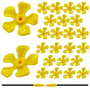 lot 20074 image: XRzitky 24 PCS Hummingbird Feeder Replacement Flowers and 2 Cleaning Brushes, Hummingbird Feeder Parts, Yellow