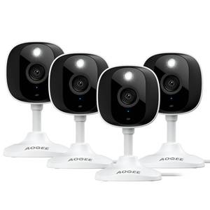 lot 20075 image: AOQEE 2K Home Security Cameras- OutdoorIndoor Cameras for BabyNannyDog, 2.4Ghz WiFi Camera with 2-Way Talk, 247 SD Recordings, Color Night Vision, Siren, Works with AlexaGoogle Home, C1-White-4P