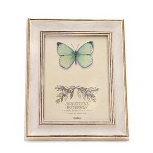 lot 20081 image: 6x8 Inches Vintage Feel Rustic Picture Frame For Tabletop or Wall Hanging with Glass Front (6x8, White)