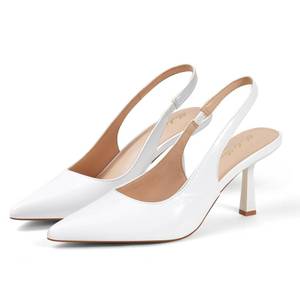 lot 20093 image: Elisabet Tang Womens Slingback Kitten Heel,3 inch Sexy Pointed Closed Toe Stilettos Pumps Slingback Heels for Women Slip on Elastic Strap Wedding Party Dress Sandals Shoes White 11