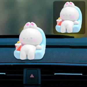 lot 20094 image: Cute Rabbit Car Dashboard Decoration, Resin Car Dash Decorations, Car Interior Decoration Ornament Accessories for Women Funny Presents (Sofa Rabbit)