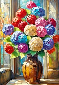 lot 20113 image: NIHO-JIUMA 5D Colorful Floral Bouquet in Vase Diamond Painting Kit  Full Drill DIY Art for Adults, Home Decor Gift  12x16in (30x40cm)