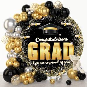 lot 20120 image: 6.5FT Round Graduation Backdrop 2025, Wrinkle-Resistant Polyester Photo Backdrop for Graduation Party, Congrats Grad Sign, Balloon Wall & Arch Decor, Class of 2025 Background for Photoshoot