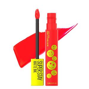 lot 20124 image: Maybelline Super Stay Matte Ink Liquid Lip Color, Moodmakers Lipstick Collection, Long Lasting, Transfer Proof Lip Makeup, Energizer, Bright Red, 1 Count