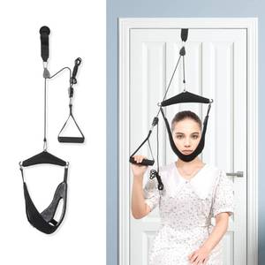 lot 20130 image: Fanwer Upgraded Neck Stretcher Cervical Neck Traction Device,Double Ratchet Neck Tension Relief Portable Over The Door Device,for Physical Therapy,Neck Pain Relief, Vertebrae Disk Herniation,Black