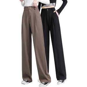 lot 20131 image: Betusline Womens 2 Packs Wide Leg High Waisted Long Dress Pants Business Casual Straight Office Trousers for Women, 10# BrownBlack, XX-Large