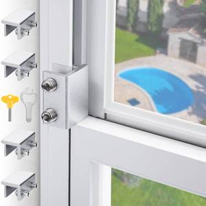 lot 20142 image: Sliding Window Locks,Window Locks for Horizontal Sliding Windows,Window Security Lock with Key,Adjustable Aluminum Easv to Install Window Stopper,Window Locks for Up and Down Windows (4 Sets Silver)