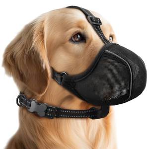 lot 20143 image: Dog Muzzle - Soft Breathable Mesh Nylon Adjustable Muzzle for Small Medium Large Dogs  Prevents Chewing,Biting & Scavenging  Allows Panting, Drinking & Grooming  Secure Collar Strap Design(Black M)