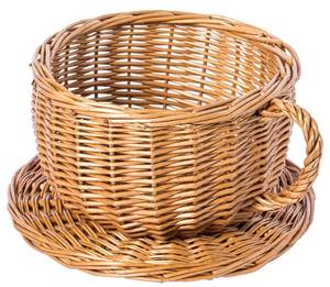 lot 20145 image: Vintiquewise Wicker Saucer Coffee Mug Cup Decorative Gift Basket Desk Organizer