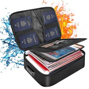lot 20146 image: DocSafe Document Bag with Lock,Fireproof 3-Layer File Storage Case with Water-Resistant Zipper,Document Safe Portable Travel Home Organizer Bag for Laptop,Files,Certificates,Gifts for Him,Black