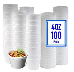 lot 20150 image: Mr Miracle 8 Ounce Foam Cup with Vented Lid in White. Hot and Cold Foods. For Ice Cream, Yogurt, Soup, Takeout, Carryout. Model MM-8SJ2020JL (100, 4 Ounce)