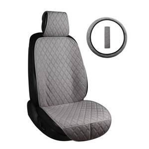 lot 20153 image: ENOGE Linen Car Seat Covers Front Seat Covers Breathable Cloth Fabric Car Seat Protector Universal Fit Most Automotive, Van, SUV, Trucks(Gray, 1 Front Set)