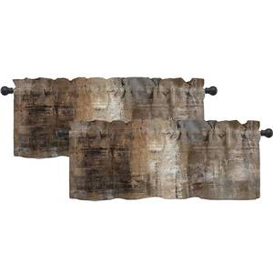 lot 2066 image: LALILO Brown Grey Kitchen Curtains Abstract Art Valances for Windows Blackout Window Treatment Valances Rod Pocket Curtain Valance for Bathroom Bedroom Living Room Cafe,52 X 18 Inch,2 Panel