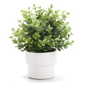 lot 2079 image: Coferset Small Fake Plants 7.45�� Eucalyptus Potted Artificial Eucalyptus Plant for Home Bathroom Office Farmhouse Restroom Shelf Desk Mantel Coffee Table Decor (Green)