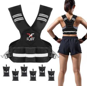 lot 2082 image: FUFF Adjustable Weighted Vest for Women & Men,4-10lb Vest with 6 Ironsand Weights for Strength Training,Weight Vest with Reflective Strip for Running Walking Exercise Workout