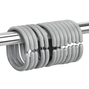 lot 2086 image: Qulable 24 pcs Shower Curtain Rings Plastic Shower Curtain Hooks C-Shaped Rings Hook Hanger Bath Drape Loop Clip Glide Bathroom Shower Window Rod (Grey)