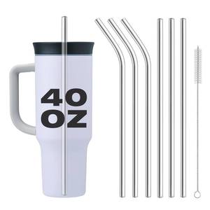 lot 2097 image: Stainless Steel Straws for Owala Insulated Bottle 40oz Tumbler 6x Metal Replacement Straws with Cleaning Brush for Owala 40oz (Stainless Steel, 3x Straight & 3x Bent)