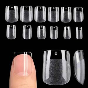 lot 2105 image: UNA GELLA Square Nail Tips Full Cover - Pre-buff Matte Gel Tips Square Extra Short Strong&Lasting Tips for Acrylic Nails Clear Gelly Tips Home DIY Salon 12 Sizes for Women