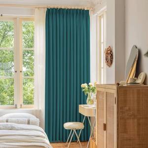 lot 7545 image: OYRING 84 Inch Exrea Wide Pinch Pleated Curtain with Tieback, Light Blocking Thermal Insulated Pleated Drape for Sliding Patio Door, Living Room, 84 W x 84 L, Teal, 1 Panel - Retail $81.99