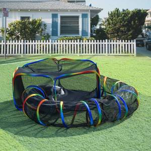 lot 7546 image: LUCKITTY Outdoor Rainbow Cat Enclosures Playground,Outside House for Indoor Cats Include Portable Tent, Circle Cat Playpen Tunnel Catio, for Cats, Kitty and Small Animals,Within Storage Bag