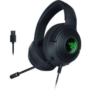 lot 7547 image: Razer Kraken V3 X Wired USB Gaming Headset Lightweight Build - Triforce 40mm Drivers - HyperClear Cardioid Mic - 7.1 Surround Sound - Chroma RGB Lighting - Black