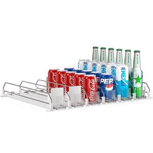lot 7550 image: Soda Can Dispenser for Refrigerator,Self-Pushing Drink Organizer for Fridge, Width Adjustable Fridge Organization, Beer Pop Can Water Bottle Drink Dispenser for Fridge (15.1D) White (White, 6 Row)
