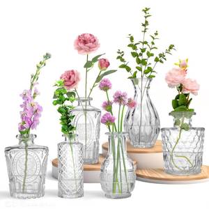 lot 11459 image: KETWOD Mini Glass Bud Vases - Set of 6 Small Vases for Flowers, Perfect for Centerpieces,Flower Vases for Centerpieces.