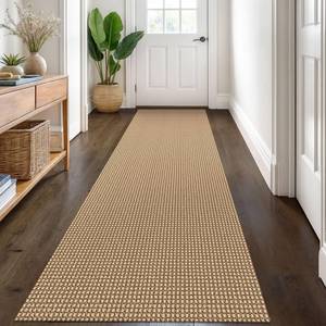 lot 11460 image: KOZYFLY Runners for Hallways 3x8 ft Washable Kitchen Runner Non Slip Rubber Backed Hall Runners Cotton Entryway Runner Rugs Floor Carpet for Indoor Backdoor Bedroom Kitchen, TanOrangeBrown