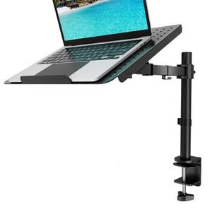 lot 11474 image: WALI Laptop Tray Desk Mount for 1 Laptop Notebook up to 17 inch, Fully Adjustable, 22 lbs Capacity with Vented Cooling Platform Stand (M00LP)