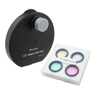 lot 11481 image: Astromania 1.25 Multiple 9-Position Filter Wheel for Telescope - with LRGB Filter Set - Retail $159.99