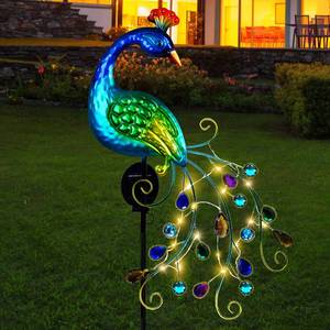 lot 11484 image: DREAMSOUL Metal Peacock Garden Solar Lights Outdoor Decorative Garden Stake Lights- Waterproof Peacock Solar Landscape LED Path Light Patio Yard Lawn Outside Decoration