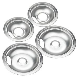 lot 12003 image: Premium Drip Pan Electric Stove Burner Covers for Whirlpool, Maytag, Kenmore - Replacement for W10278125, W10196405 & W10196406-4 Pack (2x6 and 2x8)