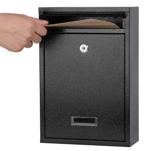 lot 12014 image: KYODOLED Key Lock MailBoxes for Outside, Locking Wall Mount Mailbox, Security Key Drop Box for Letters Newspapers, Cards, 12.4H x 8.54L x 3.35W Inches, Black