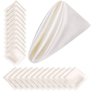 lot 12016 image: Aneco 24 Pieces Satin Napkin Square 20 x 20 Inches Dinner Napkins Weddings Party Napkin Soft Table Napkins for Romantic Weddings Party Dinner Decoration (Ivory)
