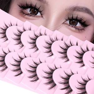 lot 12021 image: Manga Lashes Natural Look Anime Lashes Cosplay False Eyelashes with Clear Band 3D Wispy Eyelashes Asian Japanese Korean Style Manhua Lashes Look Like Individual Clusters Pack by EYDEVRO