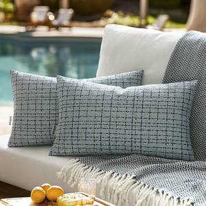lot 12023 image: EMEMA Outdoor Waterproof Throw Pillow Covers Pack of 2 12x20 Inch Weaving Texture Outside Decorative Cushion Covers for Garden Patio Tent Balcony Bench Tent Couch Sofa Light Blue