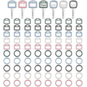 lot 12027 image: Blulu 80 Pieces Key Color Covers Caps Tags Covers Set Plastic Key Identifier Rings Toppers for Organization House, 2 Styles(5 Morandi Color)