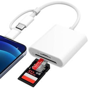 lot 12042 image: SD Card Reader for iPhone iPad Mac, Dual Connector (Lightening & USB-C) Memory Card Reader, SD Card Adapter to iPhone Support SDMicro SD Card, Digital Camera Card Viewer to iPhone, Plug and Play