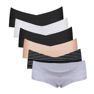 lot 12047 image: Intimate Portal Maternity Underwear Cotton Pregnancy Postpartum Panties Under the Bump Women Boyshort Briefs 6 Pack Essentials L