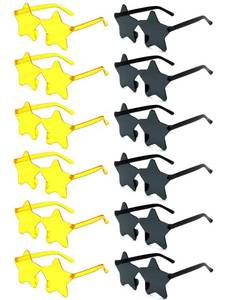 lot 12048 image: WNSIRVY 12 Pairs Rimless Star Shaped Sunglasses, Transparent Candy Color Star Glasses Bulk - Fun Sunglasses for Pool Party Decorations Fun Gatherings Photo Booth Props Party Favors (Black & Yellow)
