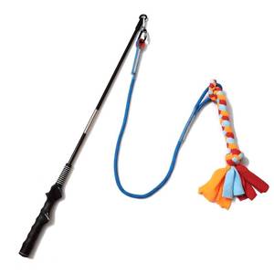 lot 12049 image: Interactive Flirt Pole Toy for Dogs Chase and Tug of War,Durable Teaser Wand with Pet Fleece Rope Tether Lure Toy to Outdoor Exercise & Training for Small Medium Large Dogs (BlueRed, POLE-35 inches)
