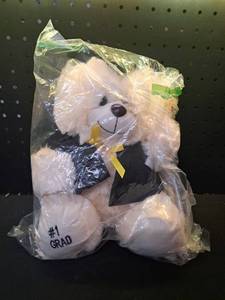lot 12050 image: Graduation Plush Bear #1 GRAD White with Black Cap