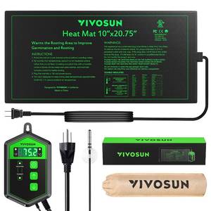 lot 12052 image: VIVOSUN 10x 20.75 Seedling Heat Mat and Digital Thermostat Combo Set, UL & MET-Certified Warm Hydroponic Heating Pad for Germination, Indoor Gardening, Greenhouse