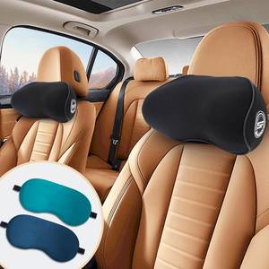 lot 12054 image: 2 Pack - Car Headrest Pillow for Neck Support, 100% Memory Foam Car Neck Pillow with Sleep Mask - Universal Fit Head Rest Travel Pillow Car Pillow for Pain Relief While Driving(Contains 2 Eye Masks)