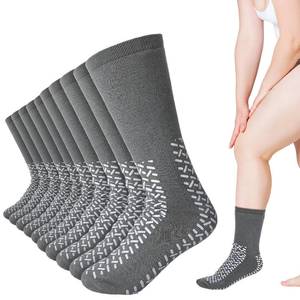 lot 12055 image: Ramede 10 Pairs 2XL Hospital Socks Grey Double Sided Tread Non Slip Slipper Socks Wide Gripper for Hospital Men Women