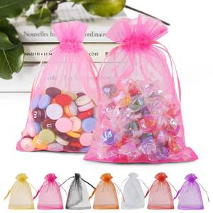 lot 12074 image: ANZNKU 50PCS Pink Organza Bags 5x7 inches Mesh Bags Drawstring, Mesh Oraganza Gift Bag Small Mesh Gift Bag for Party, Wedding, Premium Sheer Party Favor Pouches Drawstring