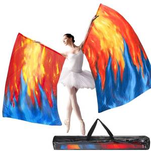 lot 12078 image: Remagr 2 Pcs 63X43.3 Praise Dance Worship Flags with Scalable Rod Semicircle Angel Wing Flag Church Praise Flags for Worship Dance Banner Outdoor Practice Performance(Yellow, Red, Blue)