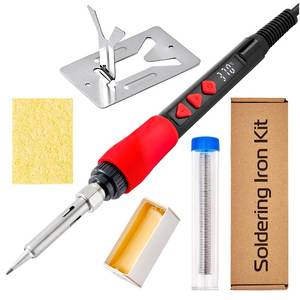 lot 12091 image: Soldering Iron Kit, 60W 120V Digital LED Display 5-in-1, Solder Wire, Flux Rosin Paste, Mini Stand, Sponge, Portable Fast Heating Welding Tool for Electric Repair Hobby DIY from Plusivo