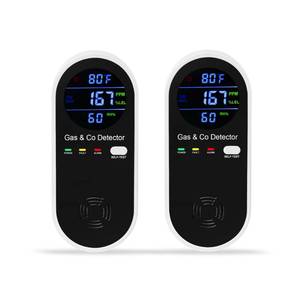 lot 12451 image: 2 Packs Combination Gas & Carbon Monoxide Detector, 4-in-1 Natural Gas Detector & Carbon Monoxide Alarm with Temperature(°F) & Humidity,Propane & CO Detector for Home,RV,Apartment