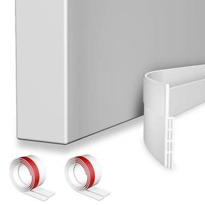 lot 12453 image: 2 Pack Adjustable Under Door Sweep for Exterior & Interior Doors, Soundproof & Cold Air Blocker Insulation (White, 39 L)
